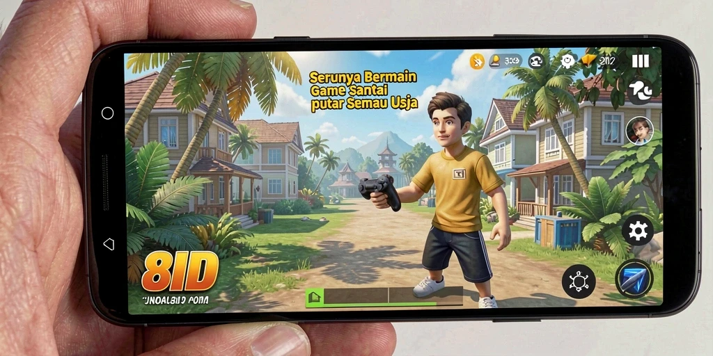 Tampilan gameplay 8ID yang ceria dan penuh warna.
