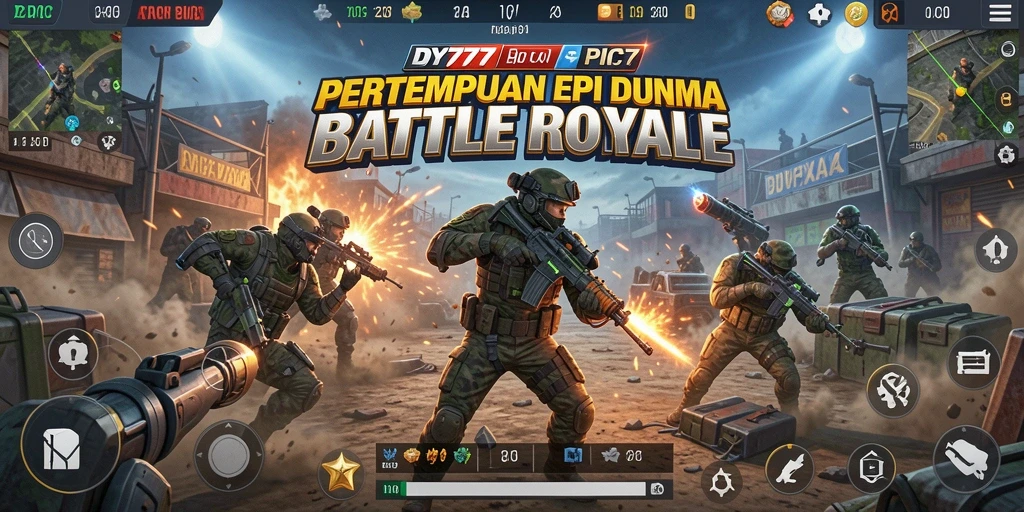 Screenshot DY777 menampilkan aksi seru dalam permainan Battle Royale.