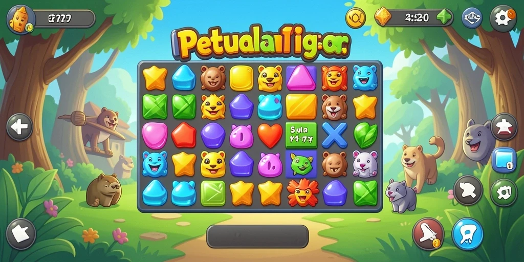 Screenshot gameplay yang menunjukkan aksi mencocokkan di ER777.