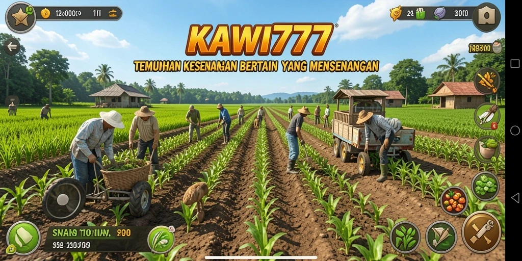 Screenshot KAWI777 menampilkan gameplay pertanian yang menarik dan interaktif.