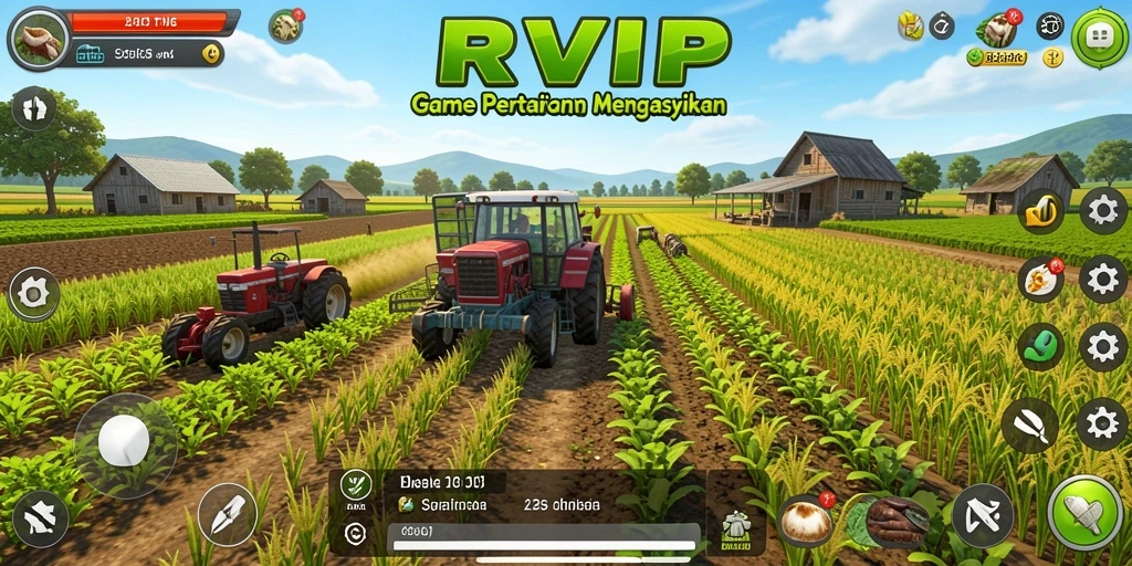 Tangkapan layar gameplay RVIP menampilkan momen seru dalam bertani.