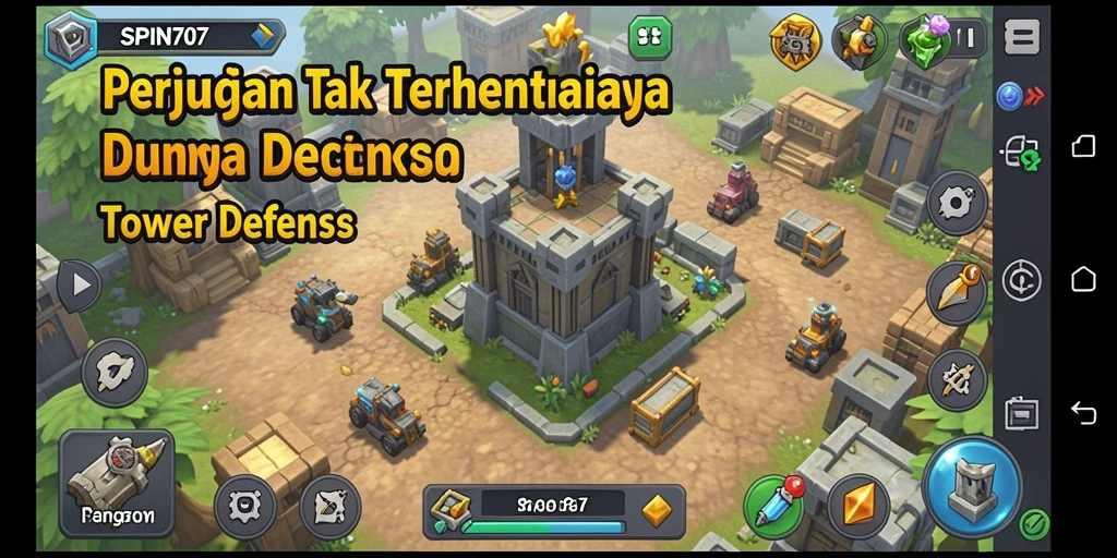 Gameplay mendebarkan dari SPIN707 yang menampilkan aksi Tower Defense.
